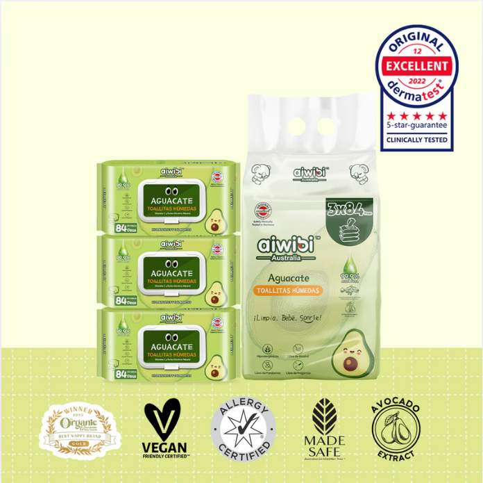 Pack Ahorro: Toallitas Húmedas 99,9% Agua Pura Cuidado Fresco y Orgánico 3 Paquetes/Bolsa 252un - Aguacate