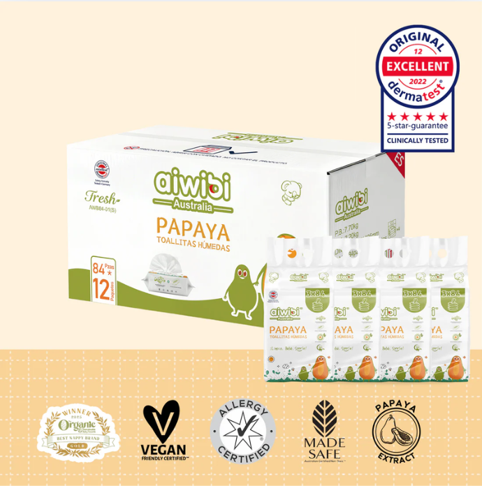 Pack Familiar: Toallitas Serie Fresca y Nutritiva 12 Paquetes/Caja - Papaya