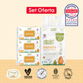 Pack oferta: Toallitas Húmedas 99,9% Agua Pura Cuidado Fresco y Orgánico 3 Paquetes/Bolsa 252un - Papaya