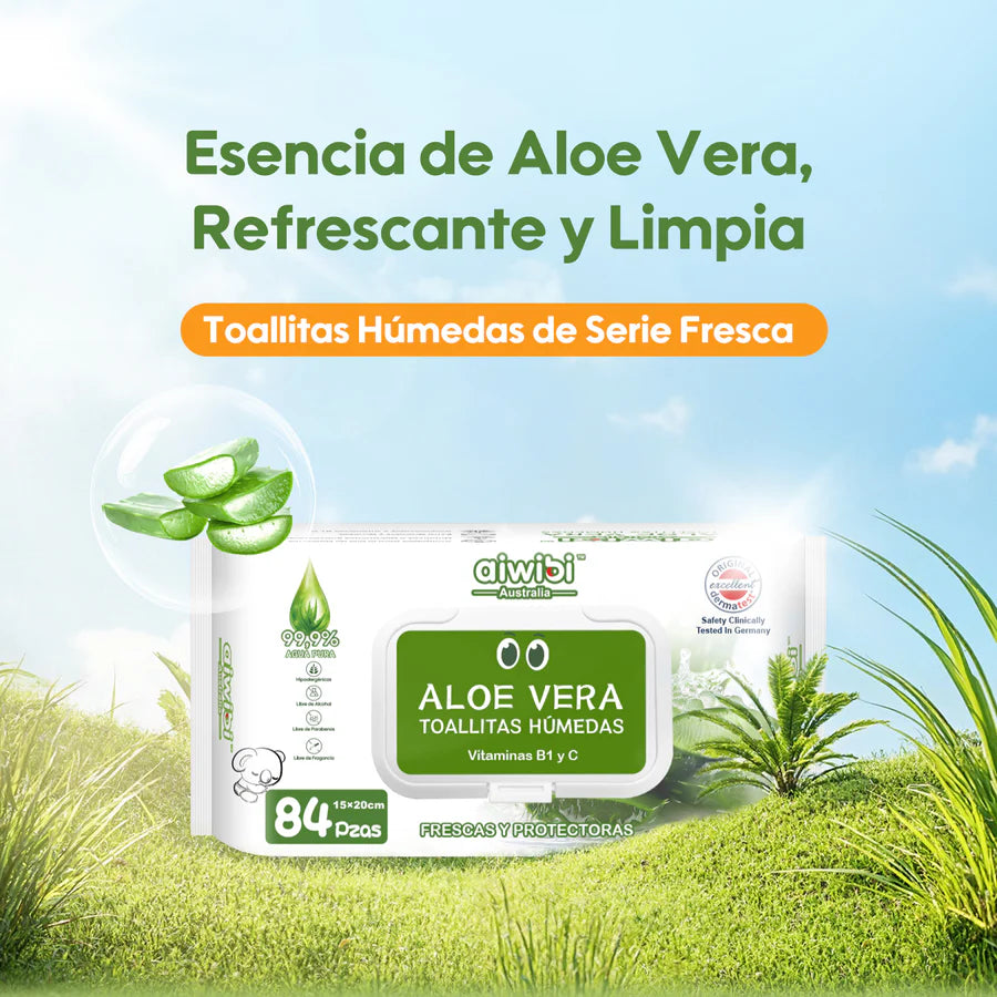 Pack Familiar: Toallitas Serie Fresca y Nutritiva 12 Paquetes/Caja - Áloe