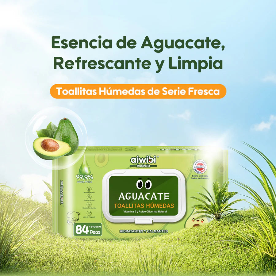 Pack Familiar: Toallitas Serie Fresca y Nutritiva 12 Paquetes/Caja - Aguacate