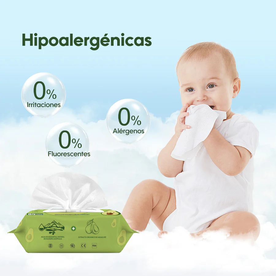 Pack Ahorro: Toallitas Húmedas 99,9% Agua Pura Cuidado Fresco y Orgánico 3 Paquetes/Bolsa 252un - Aguacate