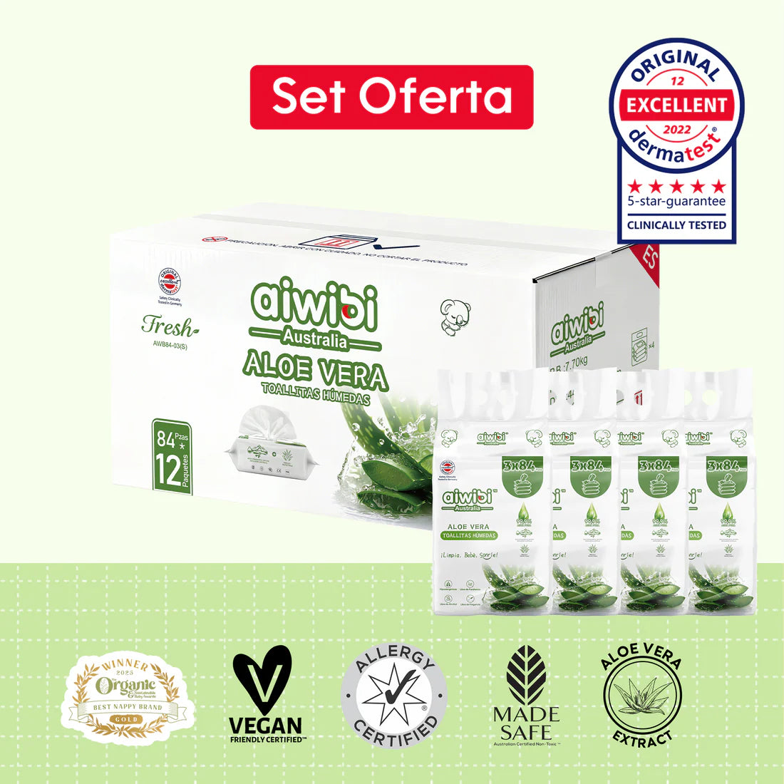 Pack Familiar: Toallitas Serie Fresca y Nutritiva 12 Paquetes/Caja - Áloe