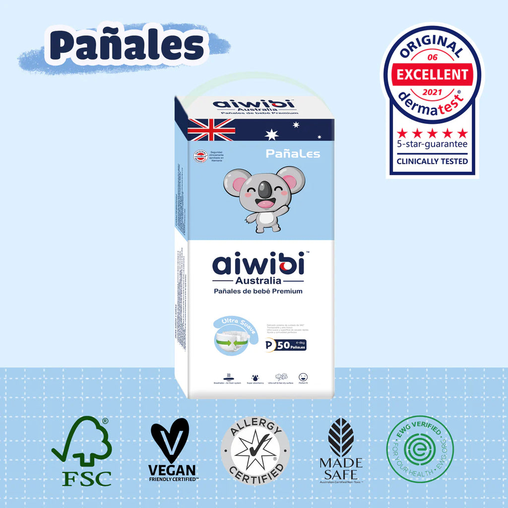 Pañales Premium Aiwibi Para Bebé Comfy Soft Talla (P) Paquete 50un.