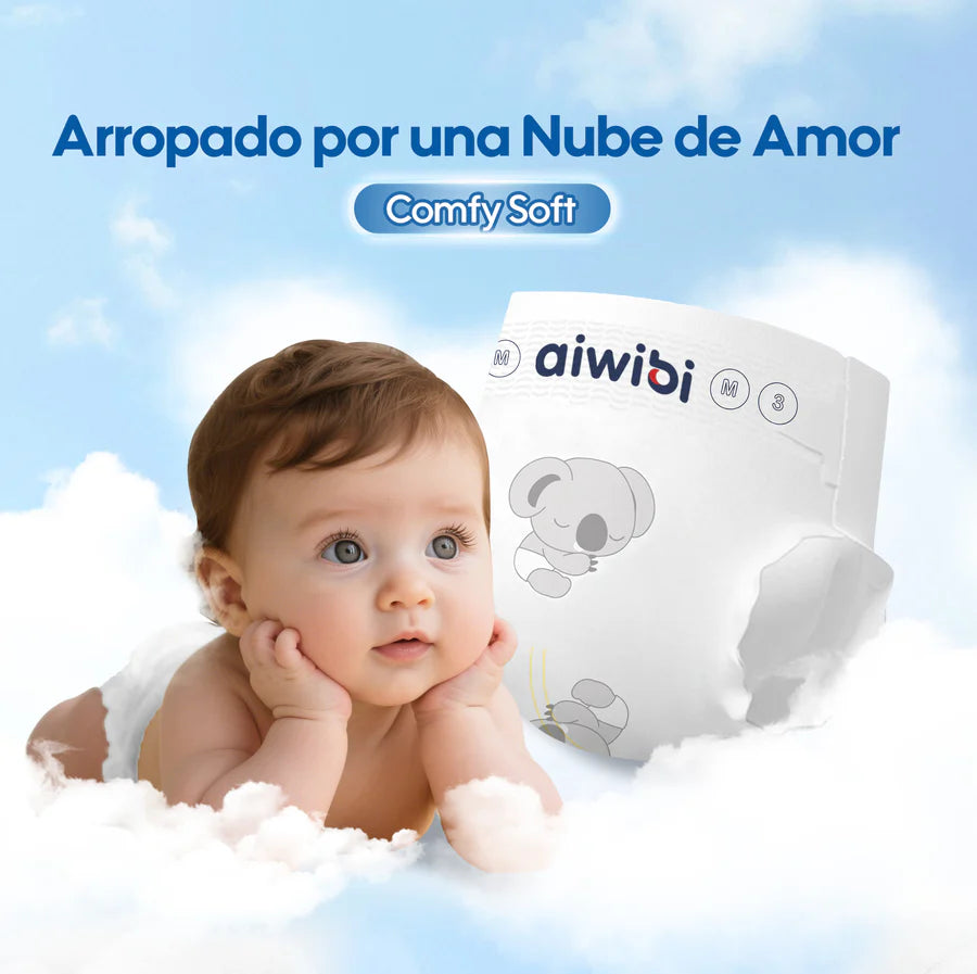 Pañales Desechables para Bebé Premium 6 Paquetes/Plancha Comfy Soft (M)